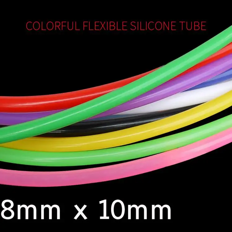

Colorful Flexible Silicone Tube ID 8mm x 10mm OD Food Grade Non-toxic Drink Water Rubber Hose Milk Beer Soft Pipe Connector
