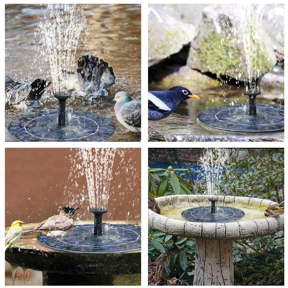 Solar Bird Bath Fountain Pump Bionic Water with 6 Nozzle Accessories 8 Different Types of Style Gardening Supplie | Дом и сад