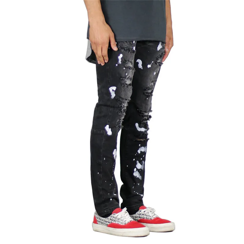 KIMSERE Для мужчин разрушит цветные джинсы штаны с дырками Марка NEW FASHION Hi Street рваные
