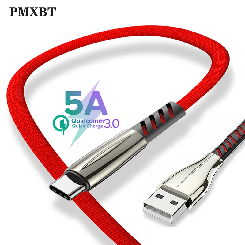 Кабель Micro USB Type C 5A Сверхбыстрая зарядка телефонов Huawei P30 Xiaomi Redmi Samsung Android шнур для