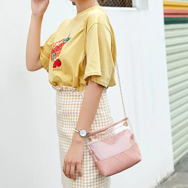 Новая Прозрачная женская сумка-мессенджер с цепочкой 2019 на плечо для мамы и