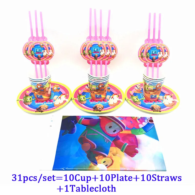 

Baby Boy Birthday Theme Guys Ultimate Knockout Game Paper Cup Plate Straws Tableware Set Wedding Party Decor Supplies Tablecloth