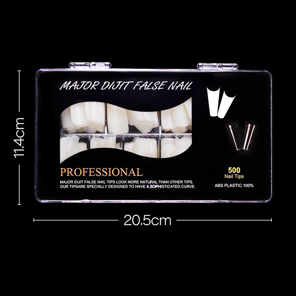

500Pcs Long Pointed False Nail Tips Fingernail Cover Transparent White False French Nail Art Salons Home Manicure Decor