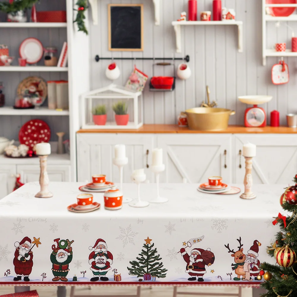 

84 x 60in Eco-friendly Breathable Christmas Tablecloth Table Cover for Winter Gathering Home Decor Holiday Party