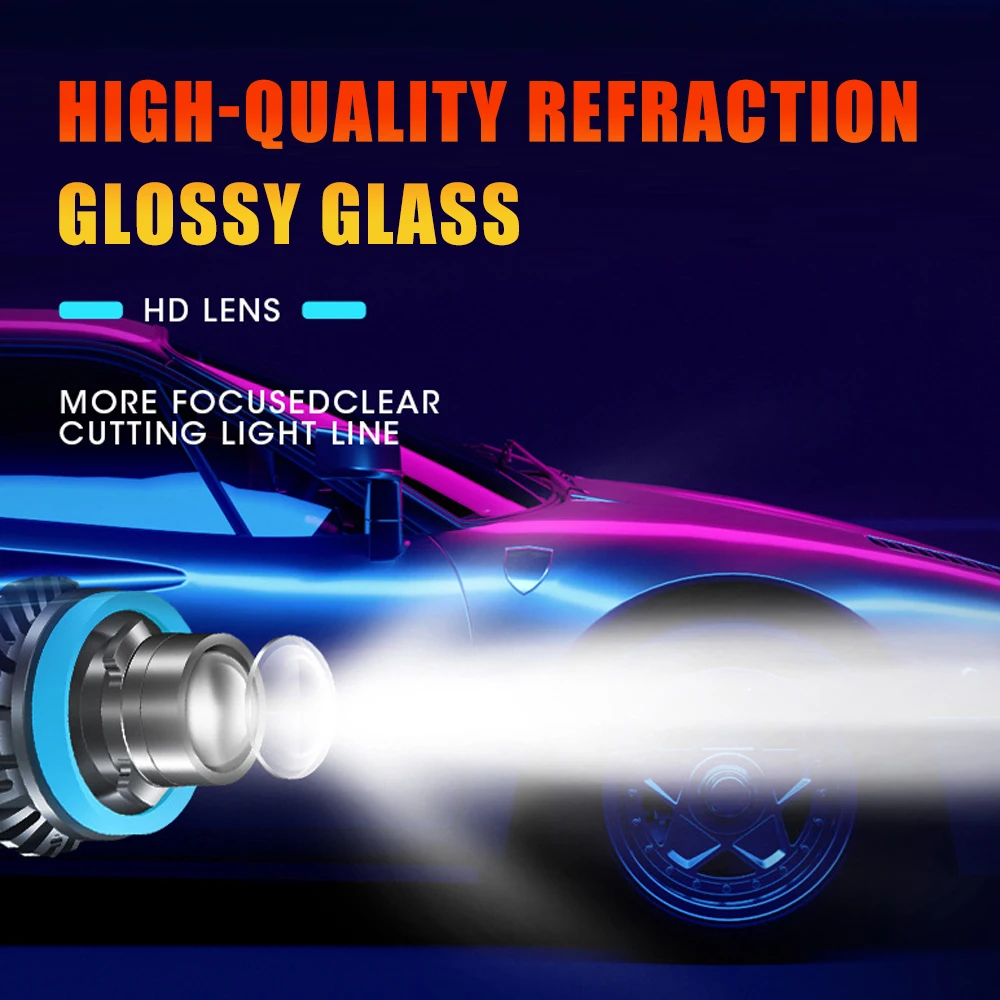 Edark LED Project Headlight Bulb Projector Lens Devil H8 H9 H11 9005/HB3 9006/HB4 H7 6000K White 3000K Amber Yellow 8000K Blue | Автомобили