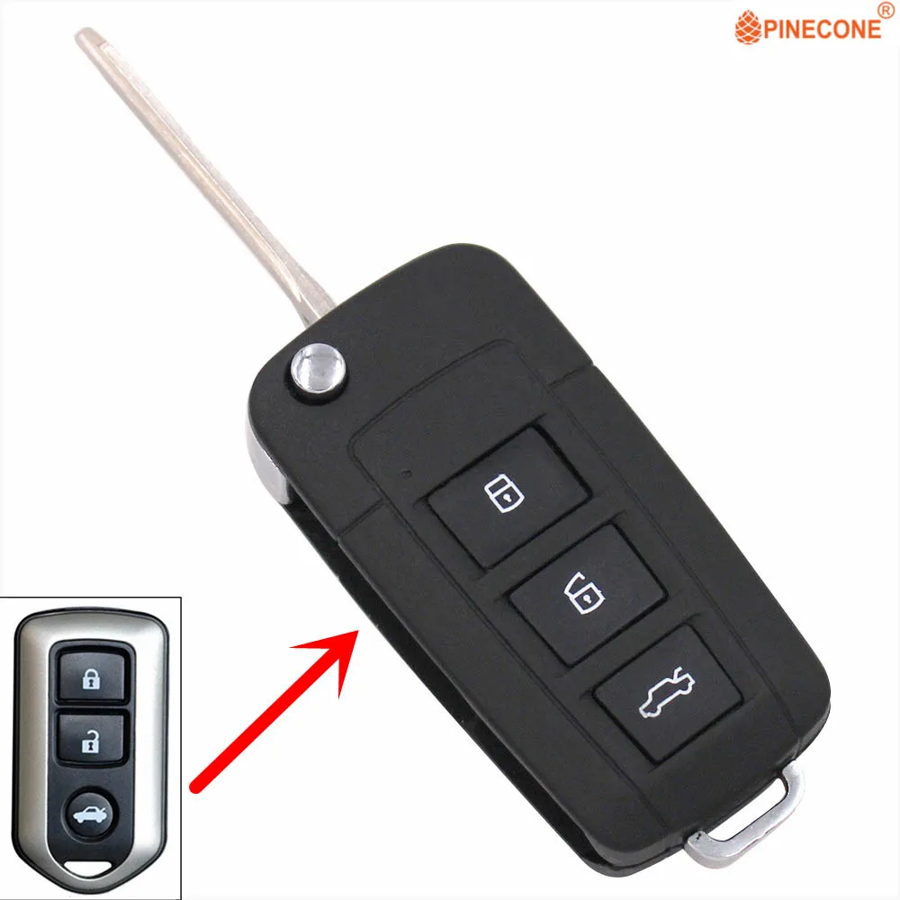 

PINECONE для Toyota Camry Yaris Highlander 2008 3 кнопки Toy43 Клинок ключ модифицированный Флип складной Автомобильный Брелок чехол для ключей