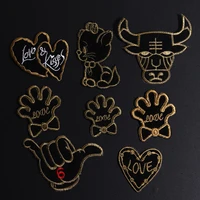 iron on gold palm finger stickers clothes accessories diy bull head bags patch handmade jeans appliques coats backpack badge