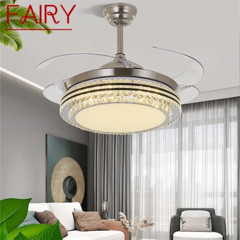 

FAIRY Ceiling Fan Light Invisible Crystal LED Lamp With Remote Control Modern Luxury For Home