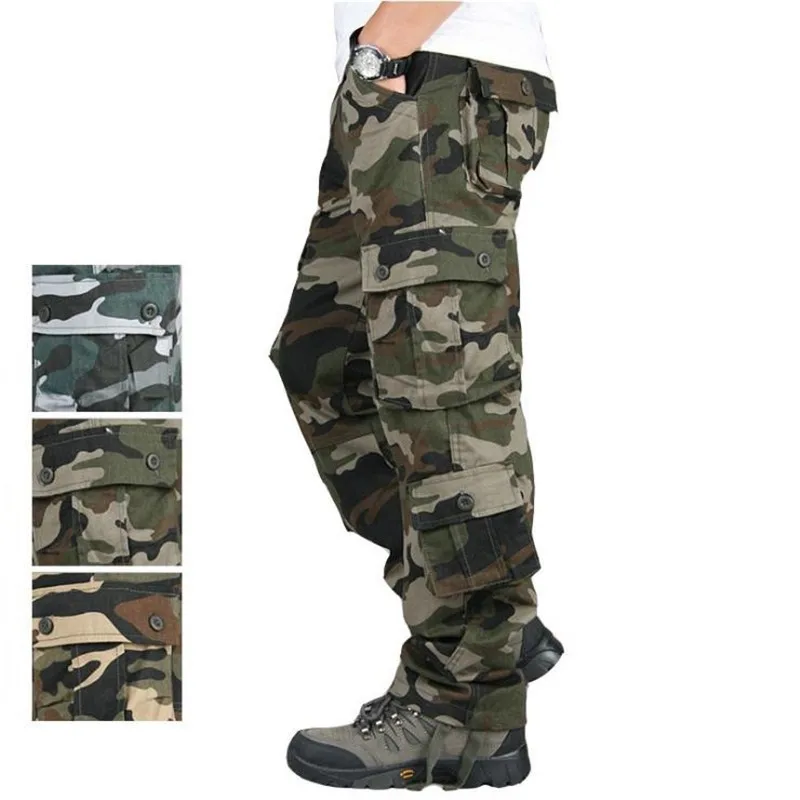 Pantalones tácticos de camuflaje militar para hombre, pantalones Cargo con múltiples bolsillos para otoño, senderismo al aire libre, deporte de escalada, talla 44