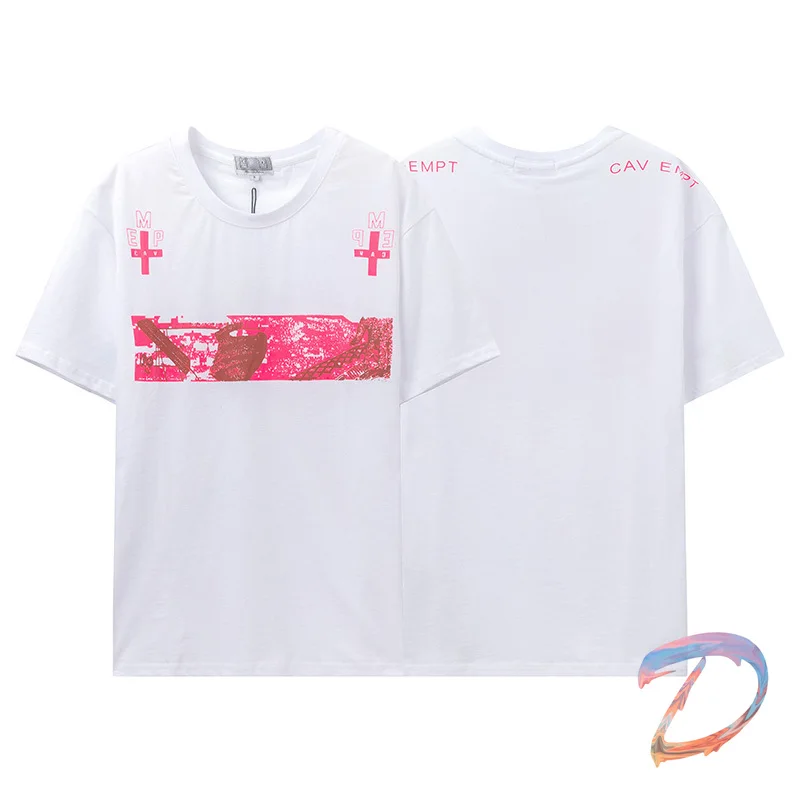 

Harajuku CAV EMPT T Shirt Oversized High Quality Ghost Hand Pink Print Short Sleeves CAV EMPT Fashion Casual Men Women's T-shirt