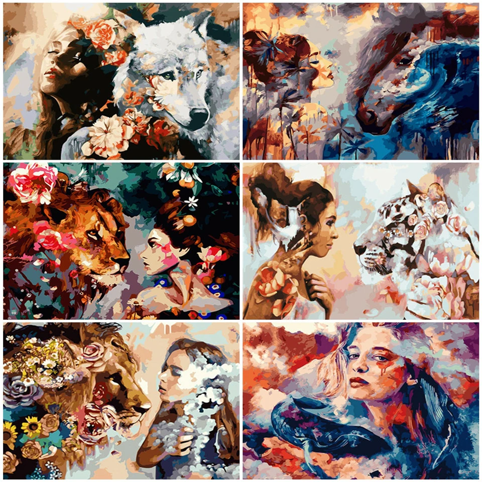 AZQSD взрослых Краски по номерам с изображением Льва для девочек DIY Unframe подарок