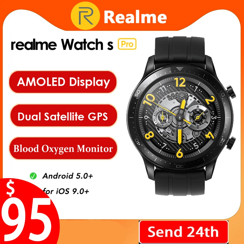 realme Watch S pro Smart 1.39”Always-On Display Powerful Dual Processor Satellite GPS Global Version For Android iOS | Электроника
