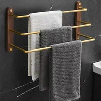 aluminium black walnut bathroom hardware set towel holderrackbars wall mounted bath accessories nail punched 23bars gold