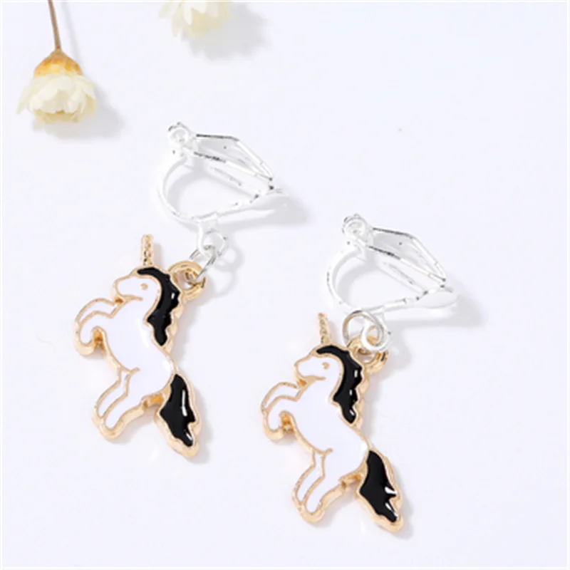 

Otoky 2021 Stud Earrings For Women Summer Lucky flower/Fairy Horse Earrings For Women 2021 Korea Style Stainless Steel Earrings