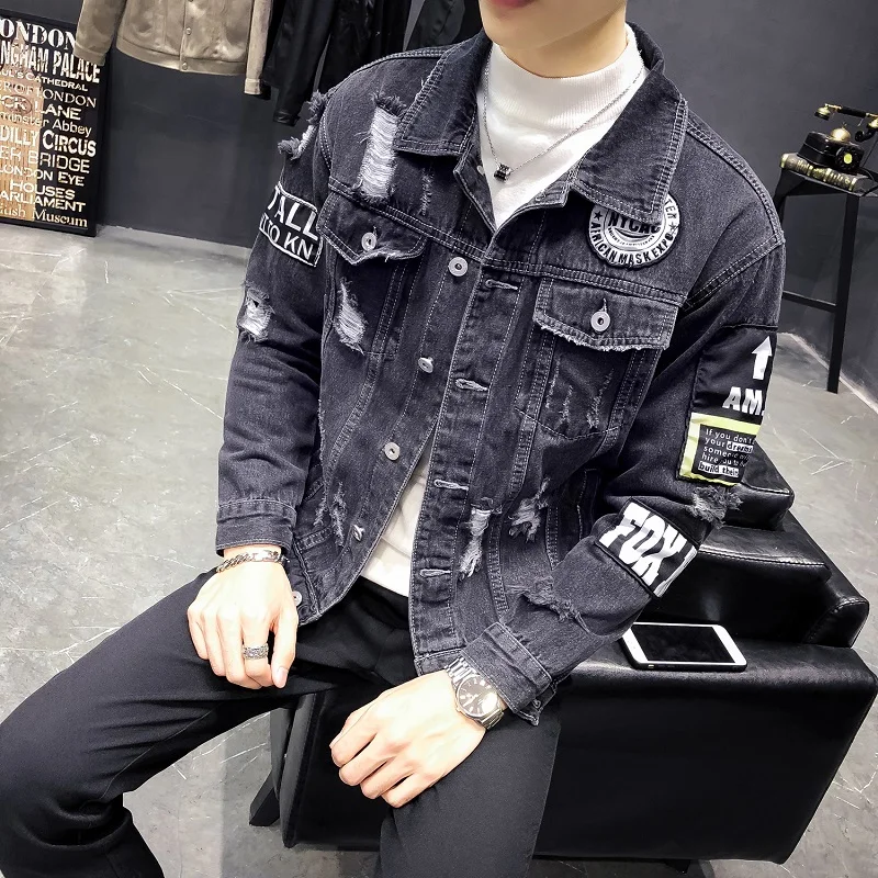 Уличная джинсовые куртки мужские черные пальто высокого качества Весна Осень