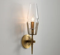 luxury glass wall lamp bedside lamp wall light e27 modern wall light plated brass metal luxury glass