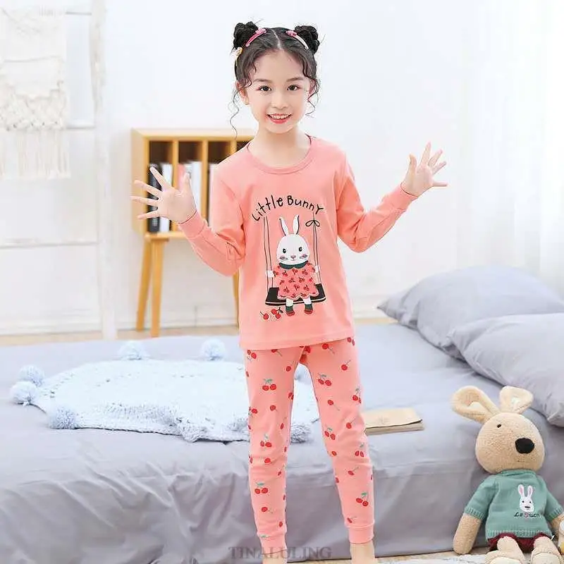 Boys Pajamas Girls Pyjamas For 2-14 Years Teen Pajamas Children New Year Christmas Fruit Pattern Printed Cotton Cartoon Pajamas