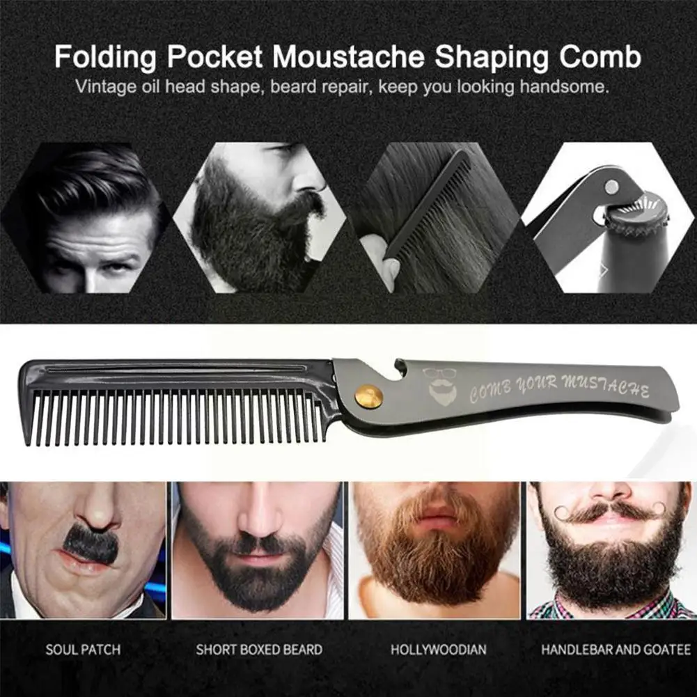 

Портативный складной карманный гребень для мужчин, портативный гребень для бороды, мужские Инструменты для укладки волос W5L3
