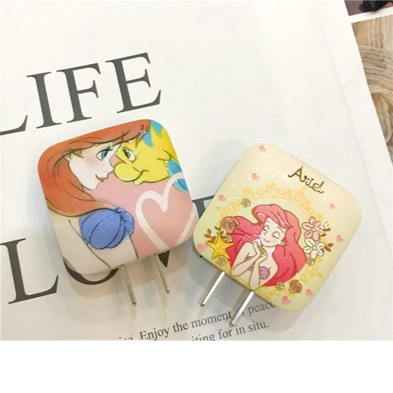 

Disney Mermaid 2.4A Fast Charger Usb Dual Interface Charging Plug Mobile Phone Universal Cartoon Mobile Phone Accessories