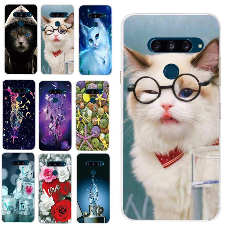 Мягкий чехол с рисунком животных кошек перьев ветра цветов морских звезд ледяных