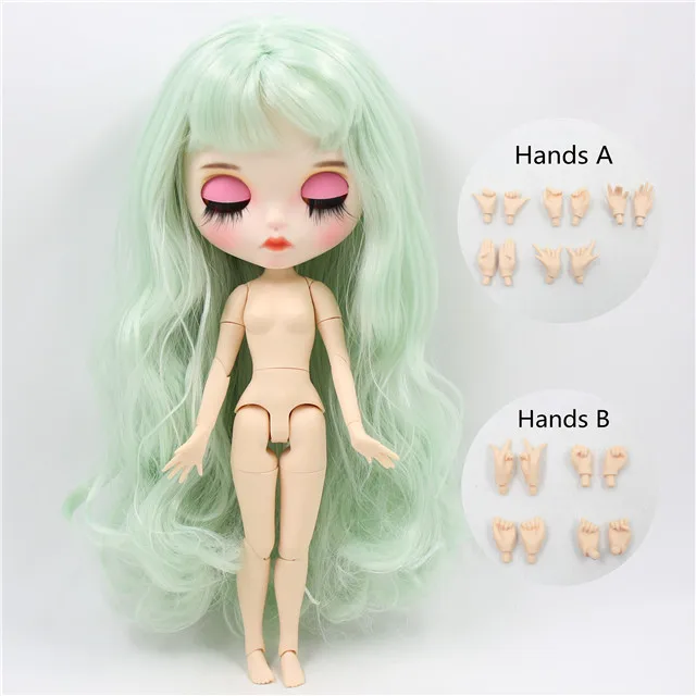 doll with hands AB ICY factory blyth кукла на заказ, индивидуальная кукла, лицо, белая кожа, соединение тела, bjd, матовое лицо, бледно-зеленые волосы, 30 см, 1/6 игрушка - Цвет: doll with hands AB