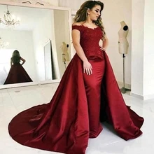 Lorie 2020 vestido de noche de satén de sirena burdeos, elegante vestido de fiesta de graduación sin mangas con Apliques de encaje y hombros descubiertos (4)