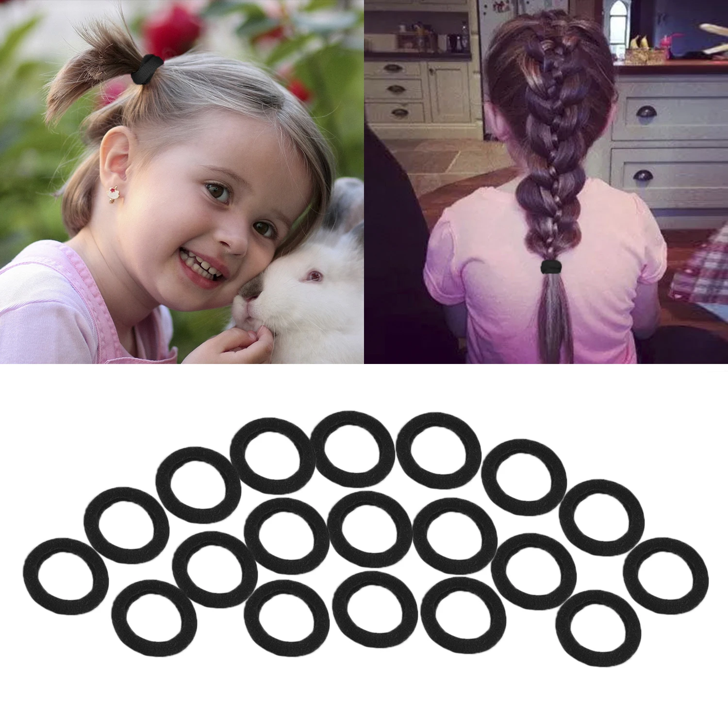 

100Pcs Quality Black Color Hair Ties Cute Elastic No Crease Tiny Hair Bands Ponytail Holder For Girls Hair Accessories Headwear