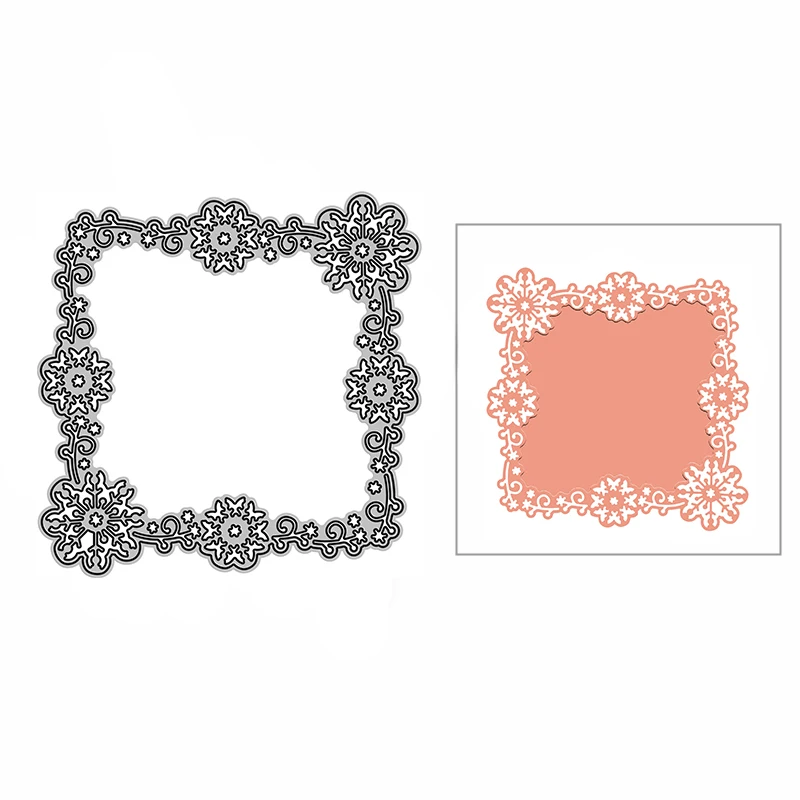 

Новинка 2021 г., квадратные режущие штампы со снежинками для скрапбукинга и изготовления карт, тиснение без штампов