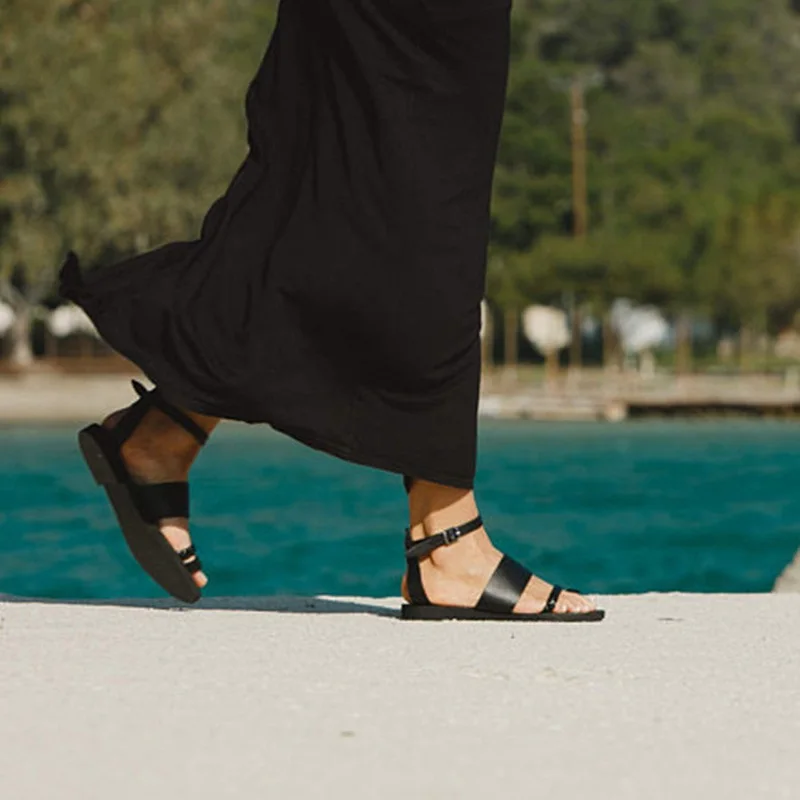 Сандалии женские из экокожи босоножки на плоской подошве модная повседневная