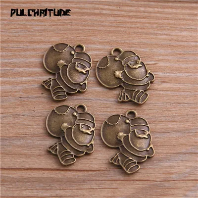 Antique Bronze Plated PULCHRITUDE, 10 шт., 17*24 мм, два цвета, металлический сплав цинка, Рождественские Подвески Санты, подходят для ювелирных изделий, медицинский растительный кулон шармы задатки - Metal color: Antique Bronze Plated