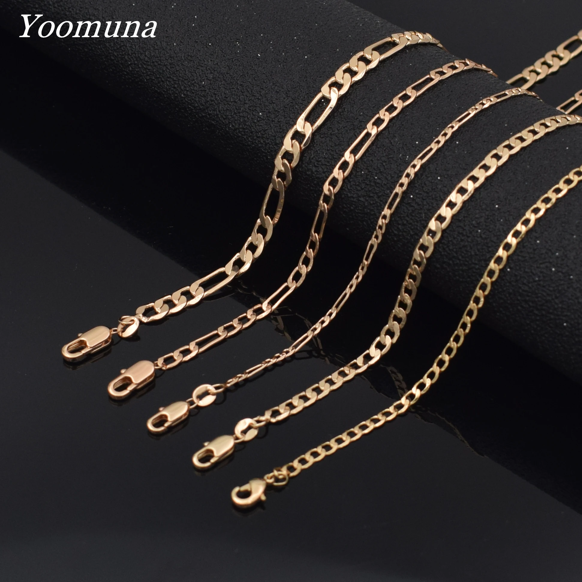 Цепочка Фигаро из нержавеющей стали золотого цвета для мужчин и женщин золотая