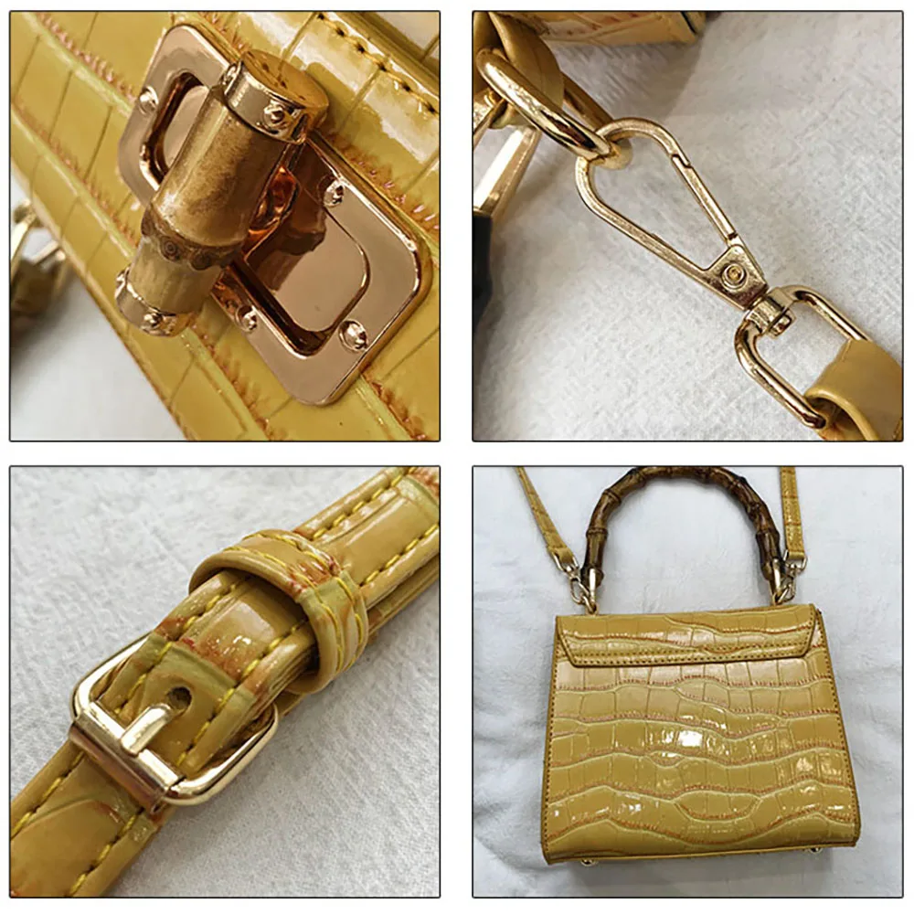 

New Style Wood Handle Women Casual PU Shoulder Bag Crocodile Pattern Quality Exquisite Handbag Adjustable Strap Bag MB756