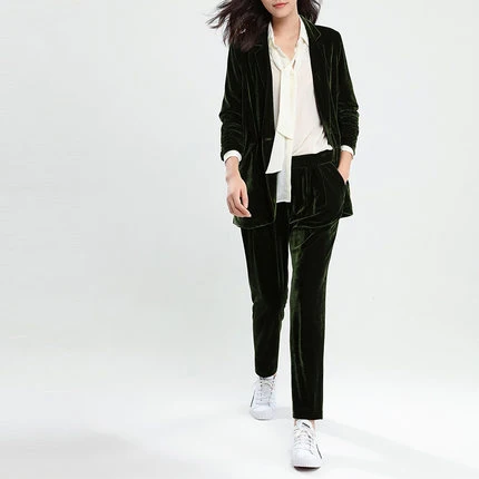 Весенние женские куртки Новые Осенние золотые бархатные костюмы высокого