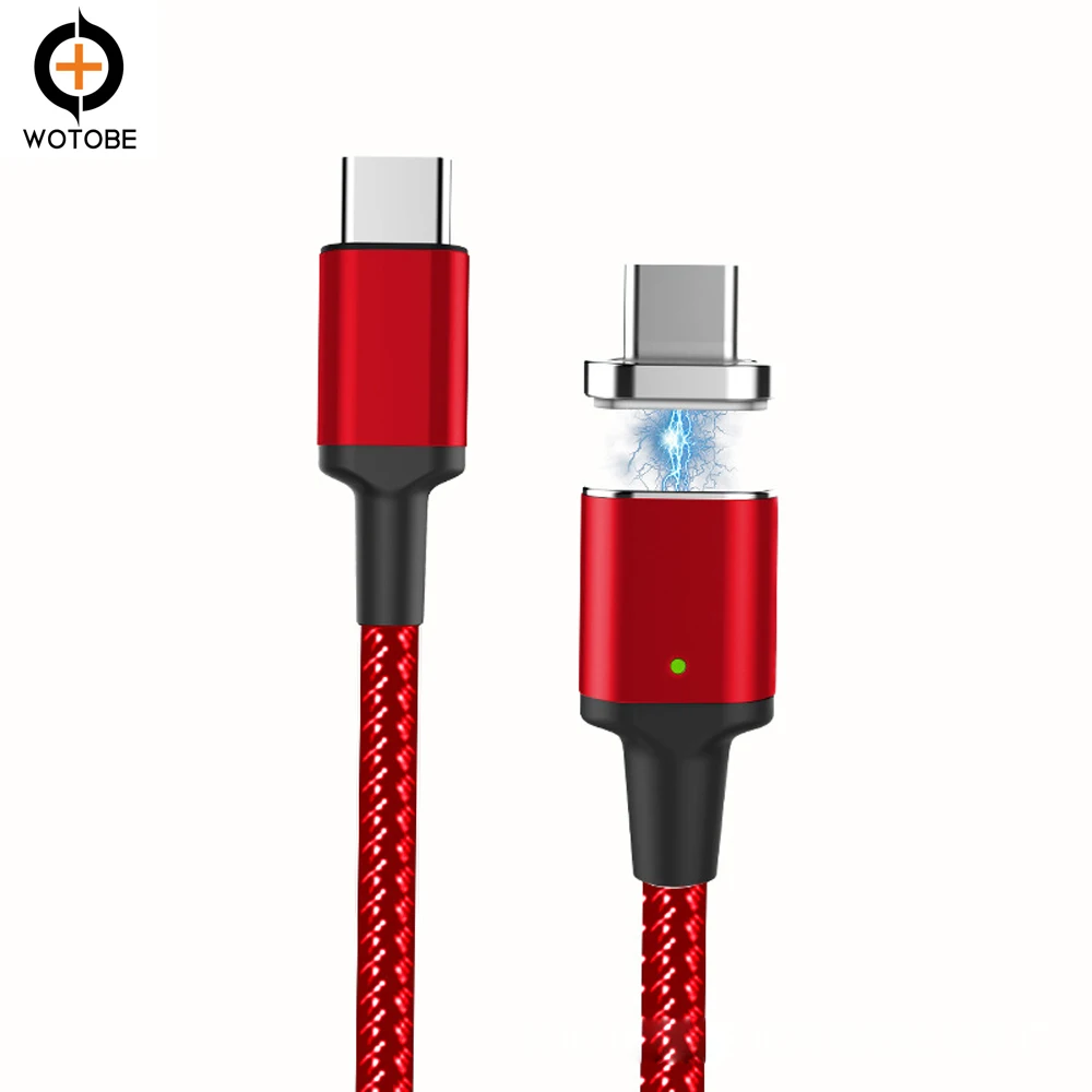 Red Braid Тип с разъемами типа C и Тип-C Магнитный тканый для быстрой зарядки и передачи данных 1,8 м USB-C кабель 20 V/5A PD E-MARK 100W для iPad/MacBook Pro/Ari ноутбук - Цвет: Red Braid