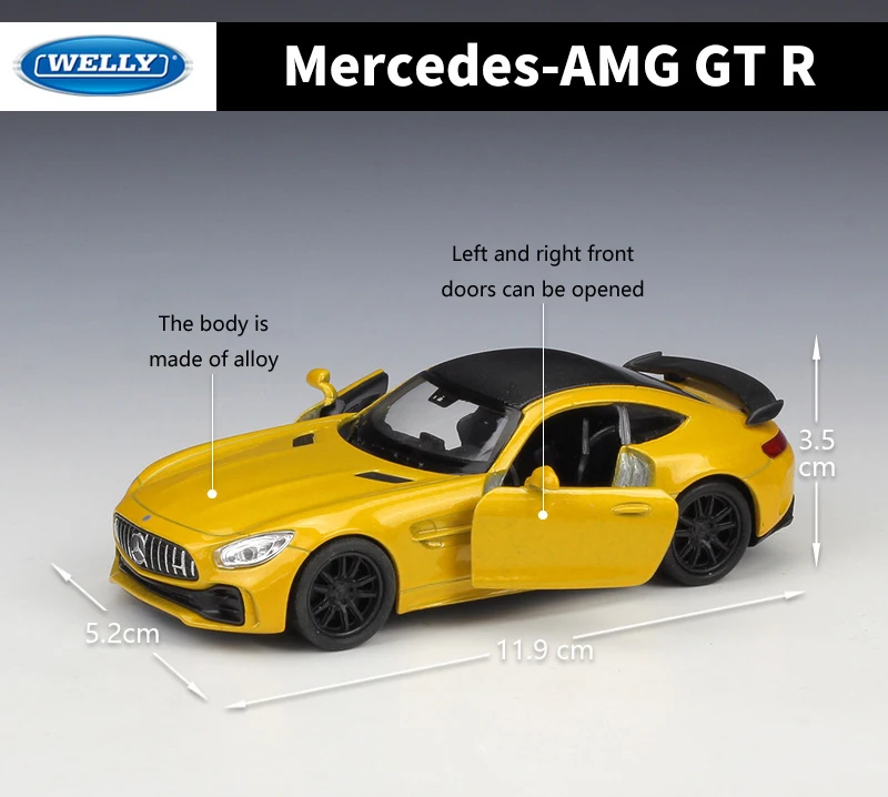 WELLY Diecast 1:36 Scale симулятор Mercedes AMG GT R спортивный автомобиль модель автомобиля