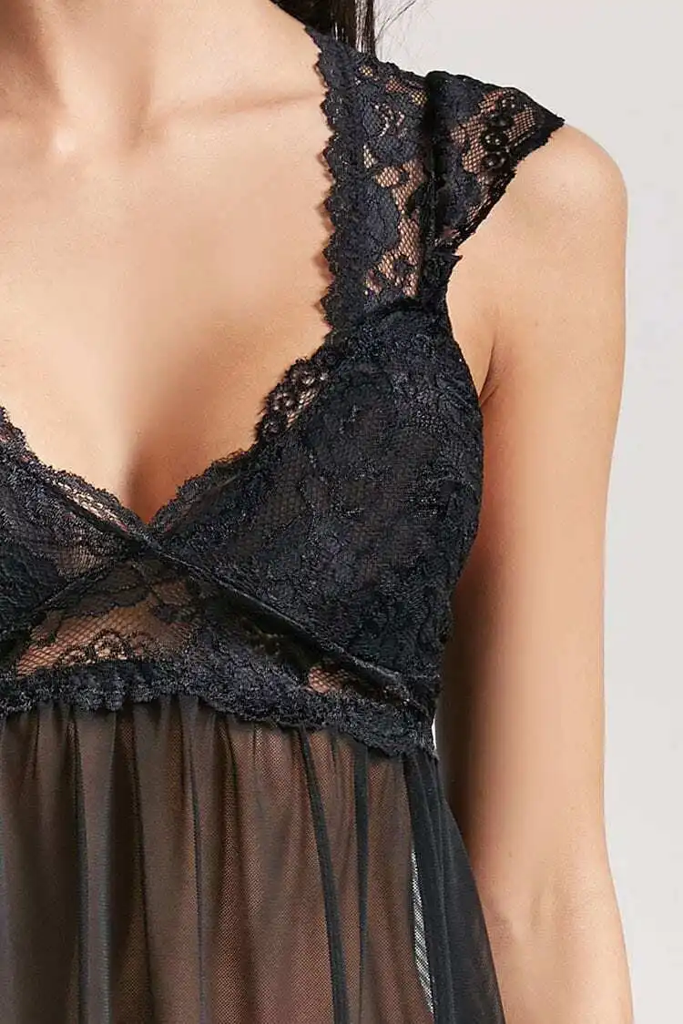 Женское сексуальное нижнее белье Babydoll стринги кружевные черные белые ночные