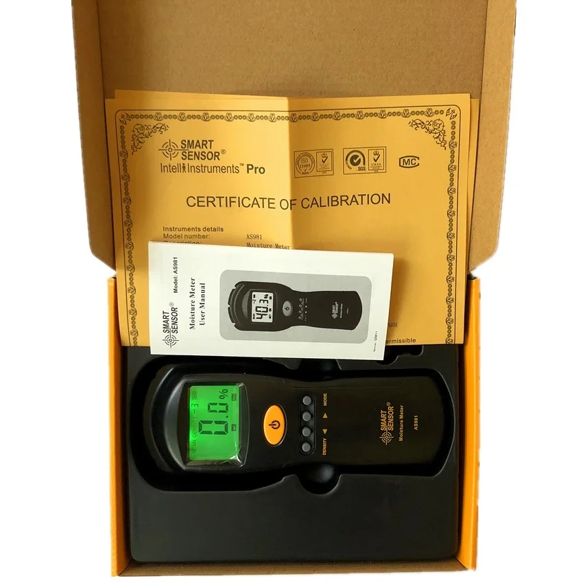 AS981 гигрометр измеритель влажности для дерева/картона/пиломатериалов строений
