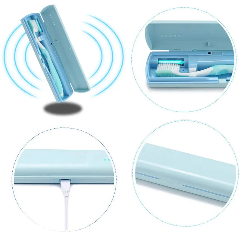 

Portable Toothbrush Sterilizer Tool Box Automatic Disinfection Travel Camping Tooth Brush Holder UV Sterilization Case BUTT666