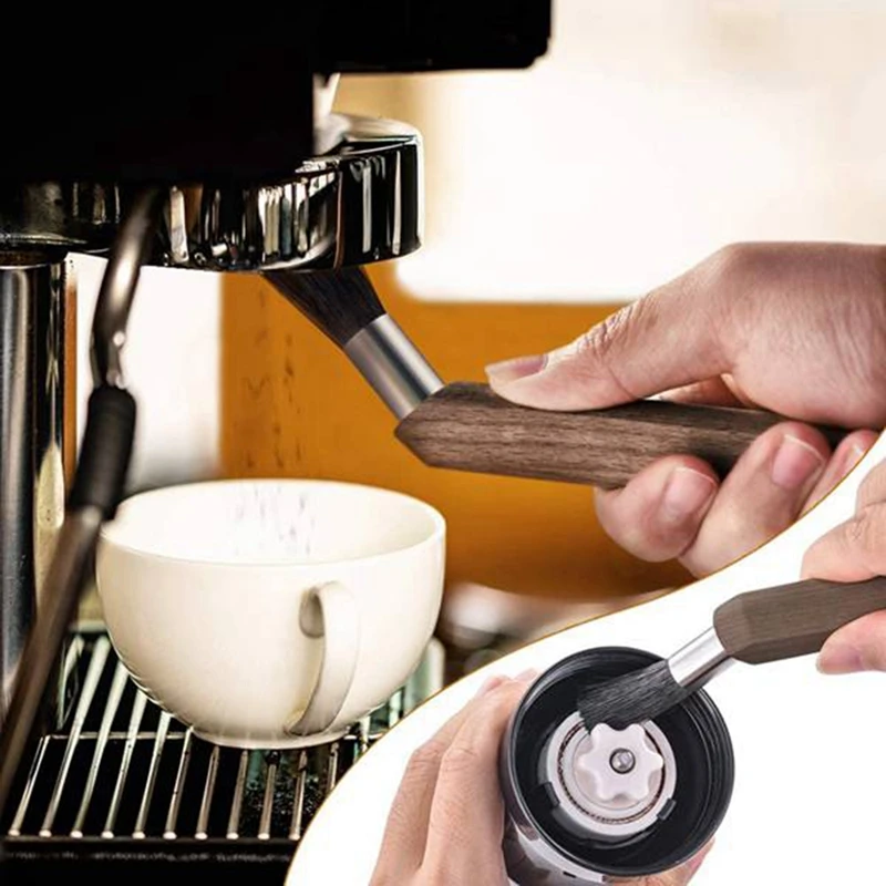 

2021 2Pcs Coffee Grinder Cleaning Brush with Natural Bristles Lanyard Coffee Machine Brush Cleaner Tool for Barista Kitchen