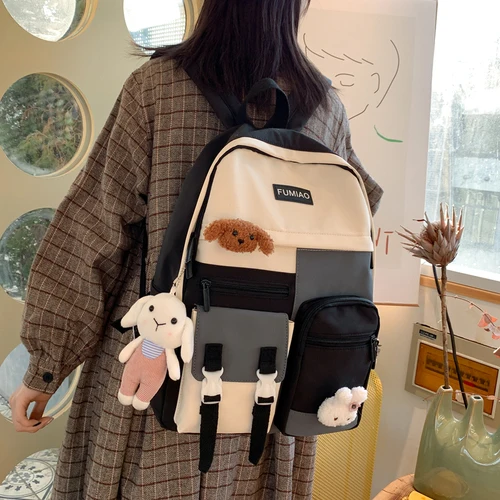 

Cute Backpack Women Panelled Kawaii Schoolbag Female Harajuku School Backpacks Mori School Book Bag Japanese Bolsa Feminina 2021