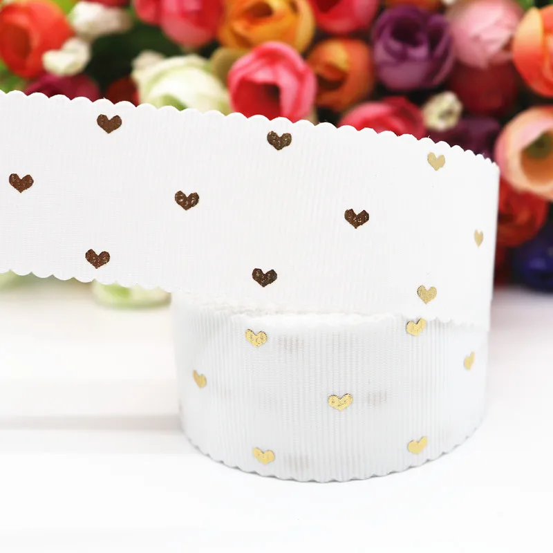 10 ярдов Золотая в форме сердца напечатанная корсажная лента 30 мм кружевная