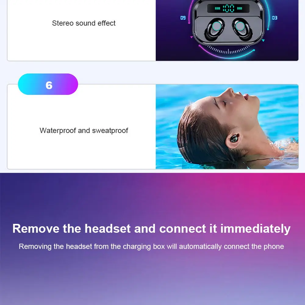 CBAOOO TWS 5,0, Bluetooth наушники, гарнитура, мощный светодиодный дисплей, беспроводные наушники, IPX7, водонепроницаемые спортивные наушники, стерео, бас, наушник