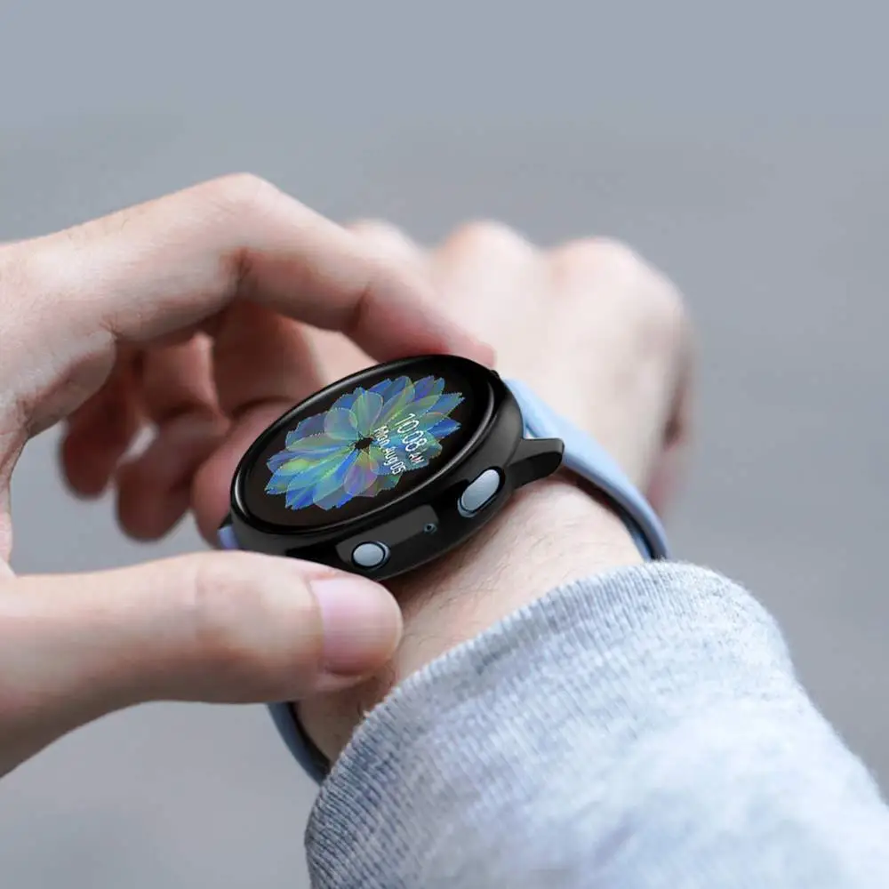 Стекло + чехол для Samsung Galaxy watch active2 40/44 мм полное покрытие из ТПУ бампер защита