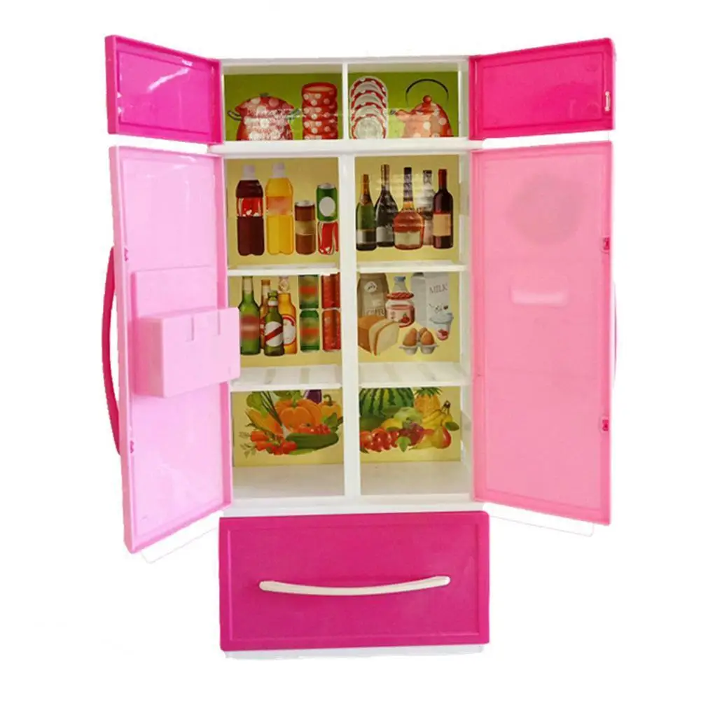 

Children's Mini Kitchen Simulation Kitchenware Gift Toy Holiday Pink Pretend Cabinet Toy Gift Box Cooking Q8a0