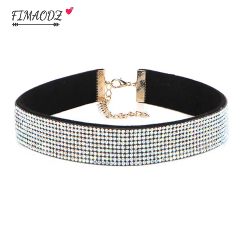 Женское колье чокер с кристаллами FIMAODZ черная белая красная готика Харадзюку
