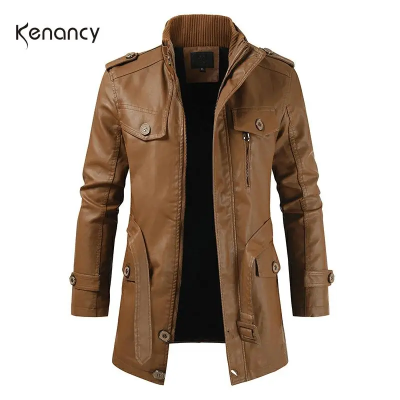 Hemiks Мужская меховая внутренняя кожаная куртка Зимняя Теплая мужская с