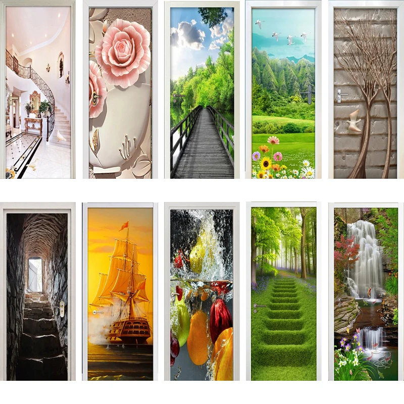 3D наклейка на дверь настенная Настенные обои плакат самоклеящиеся съемные