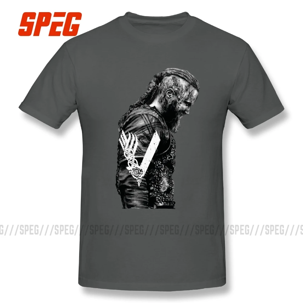 Серый Футболки KING Ragnar Lothbrok Vikings Man Organnic, хлопок, футболки с коротким рукавом, популярные мужские футболки с круглым воротником - Цвет: Серый