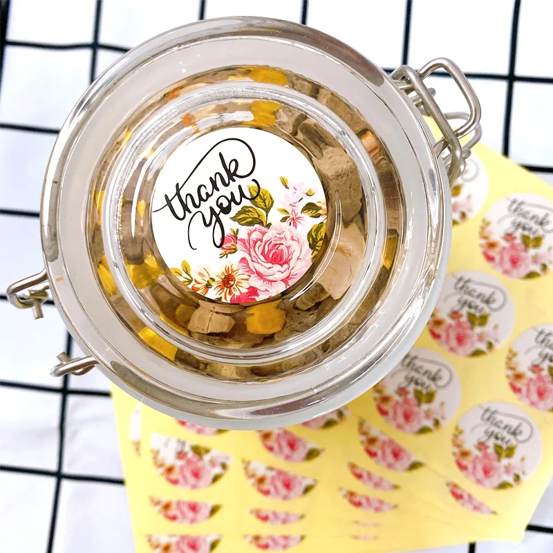 120 шт./упак. самоклеящаяся спасибо креативный цветок круглая наклейка ручной