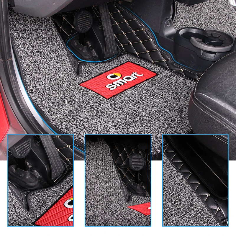 

4Pcs Car Fully Enclosed Silk Ring Double-Layer Foot Pad Decoration For Old Mercedes Smart 451 Fortwo Car Accessories Interior